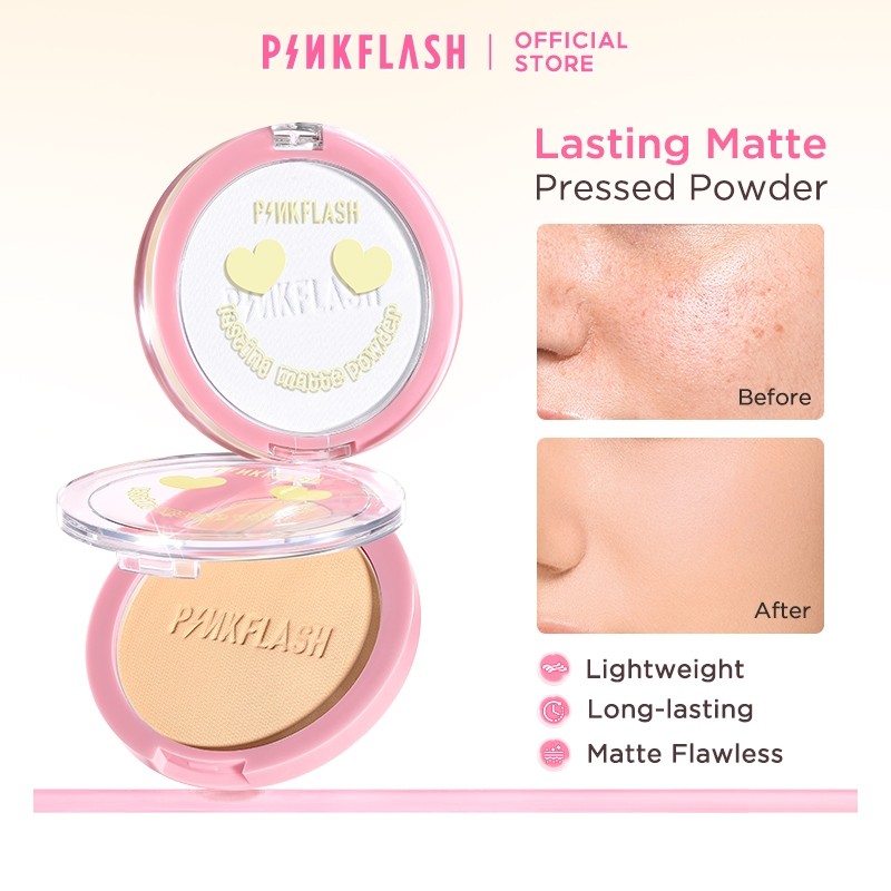 PINKFLASH OhMySelf Special Pressed Powder Lasting 8-Hour/Matte Lightweight/Traceless/Super Oil Control Powder Foundation