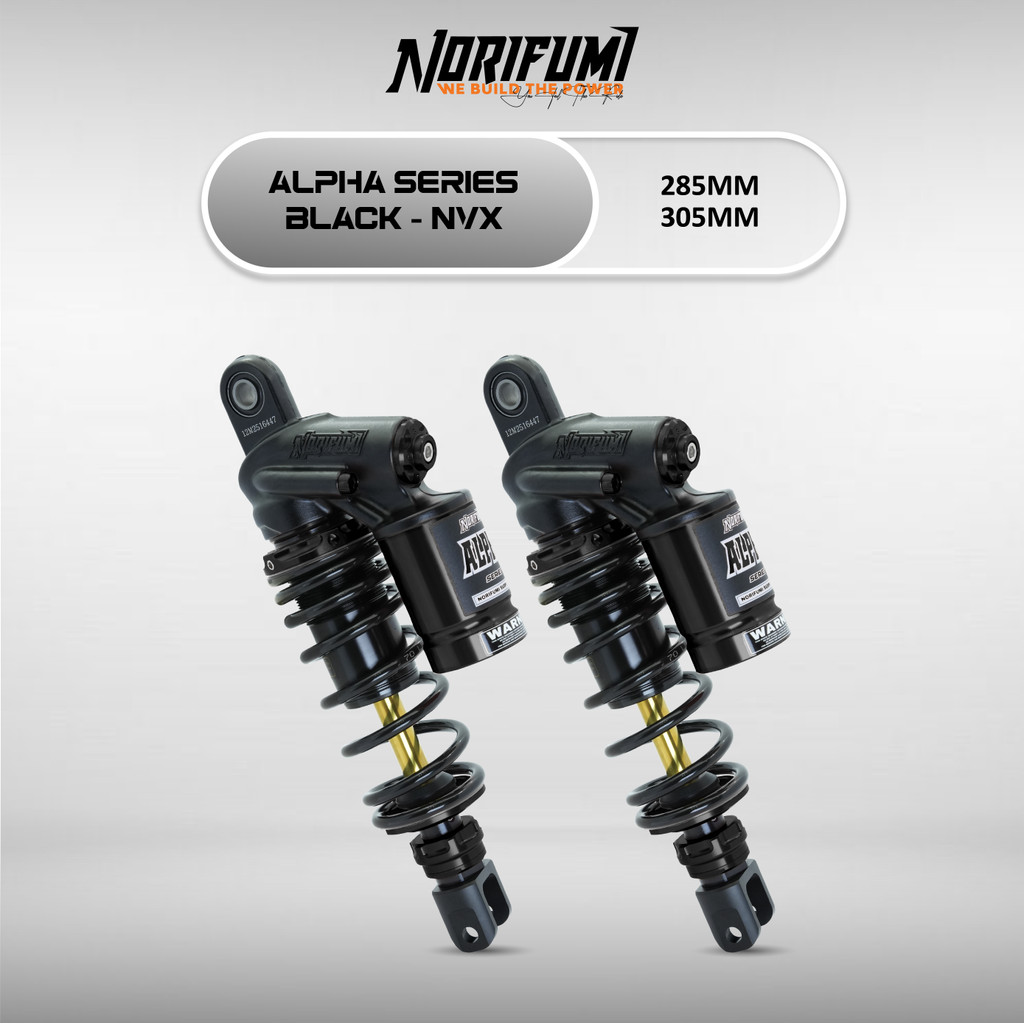 NORIFUMI ABSORBER ALPHA SERIES NMAX NVX 155 V1 V2 V3 / AX200 285MM / 305MM BLACK
