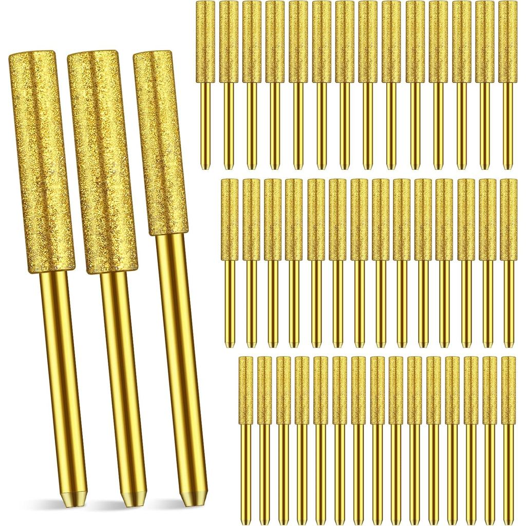 Lusofie 45 pcs Mata Asah Gergaji Rantai Berlian, Batu Asah Berketahanan Tinggi, Kit Asah Gergaji Rantai Berlapis untuk Gergaji Rantai, Perhiasan Batu, Kayu (5/32", 3/16", 7/32")