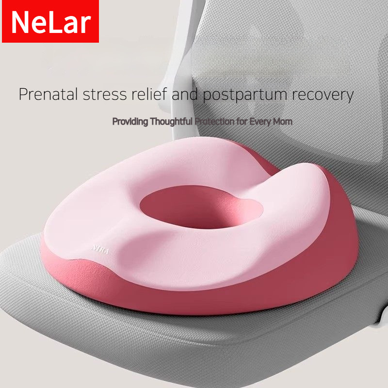 NeLar Ergonomic Donut Seat Cushion for Tailbone & Pressure Relief | Breathable Memory Foam Chair Cushion with Center Opening | Non-Slip Base for Office & Home