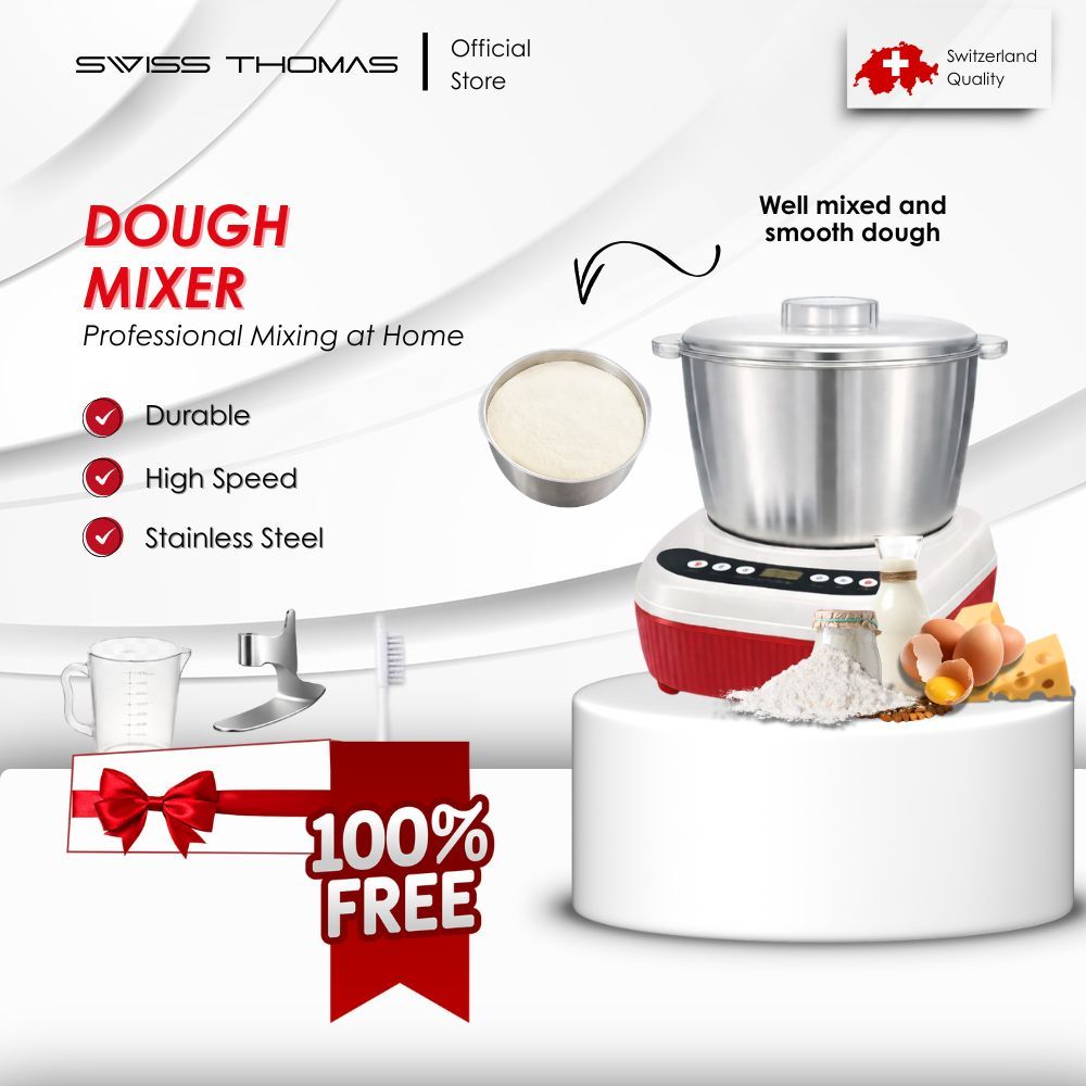 Swiss Thomas 5.5L Electric Dough Mixer Machine High Efficient Food Dough Mixer Machine Bakery Equipment (Mesin Pengadun)