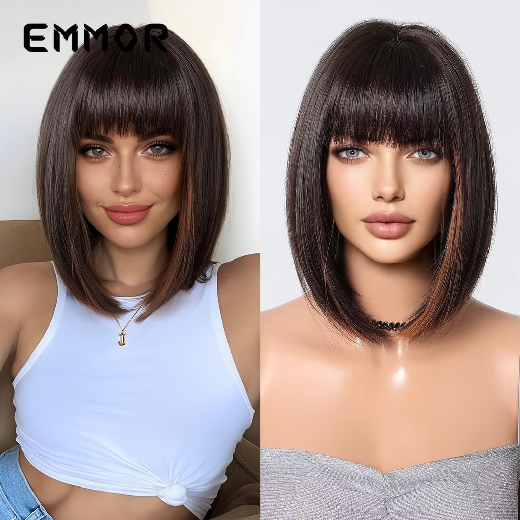 European American Natural Fashion Breathable All-Bangs White Short Straight Hair Bob Wig Full Hairstyle wigs