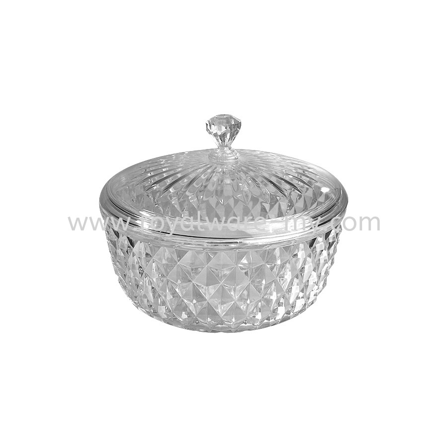 20cm 2L Crystal Bowl w/Cover Candy Sweets Tray/Kristal Bekas Gula Gula/Plastic Snack Ca…