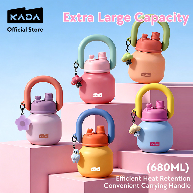 KADA LIN LIN Tumbler botol air tahan sejuk 680ml(23oz) with Handle Straw 316 Stainless Steel Water Bottle for Office School