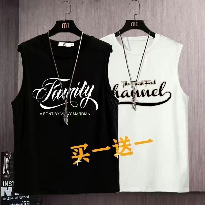 背心 (Tanks & Camisoles) 运动 背心 健身 宽松 热卖！ in Stock 好物推荐···~夏季大码潮牌休闲背心男生坎肩打底衫宽松男女运动无袖t恤男2/1件fitness  3/24.