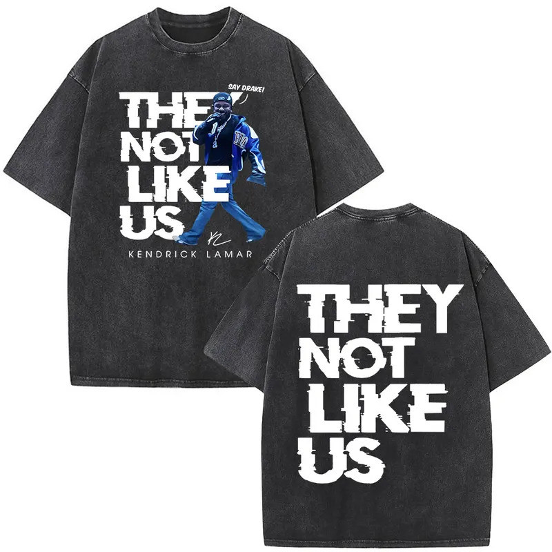 Kendrick Lamar vintaj Katakan Drake Mereka Tidak Suka Kami T-shirt Fesyen Hip Hop Lengan Pendek T-Shirt Lelaki Kasual Ka