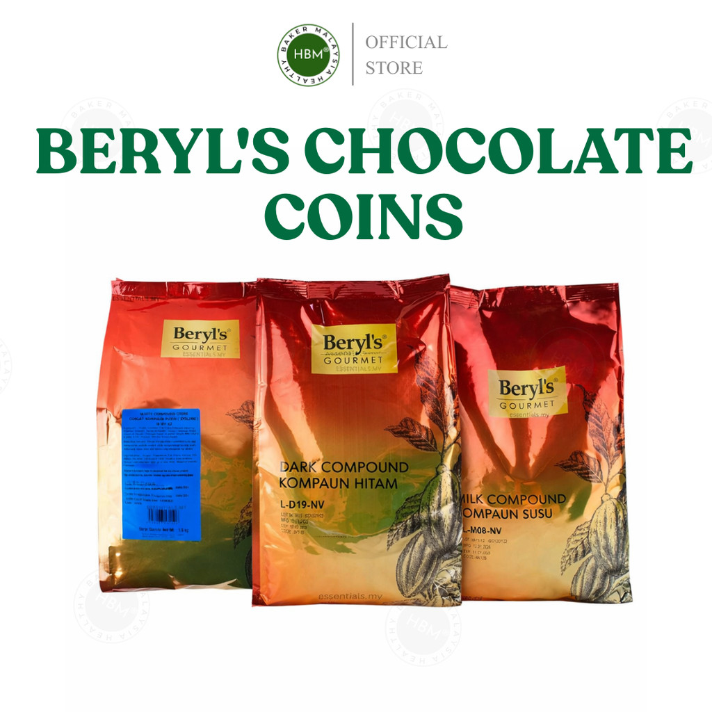 Beryls Chocolate Compound Coins Milk/Dark Coin/White 1kg/500g /Coklat Beryl's /Baking /Healthy Baker
