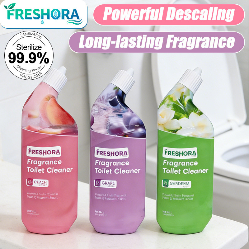 FRESHORA Toilet Bowl Cleaner Stain Remover Brighten Glaze Protect Porcelain Fresh Peach/Grape/Gardenia Scent LPT