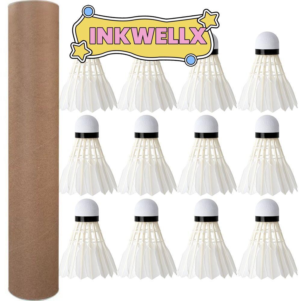 INKWELLX 3/6/12Pcs Badminton Balls, Durable White Badminton Shuttlecock,  Sport Training Professional Badminton Trainer Household