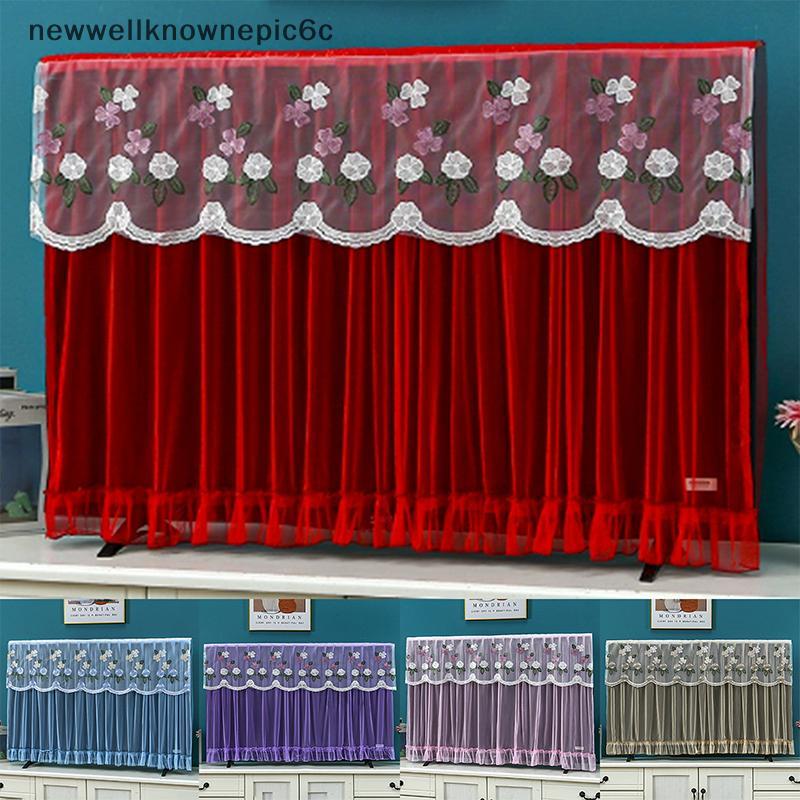 null Durable 32 Inch 42 Inch TV Dust Cover Embroidered Lace Thin LCD TV Protective Cover Wall Mounted TV Screen Monitor Cloth null