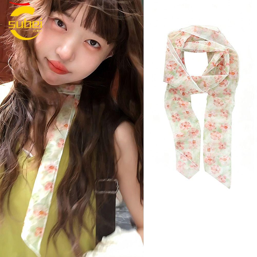 SUBEI1 Checkered Silk Scarf - Lightweight Lattice Design for Women
