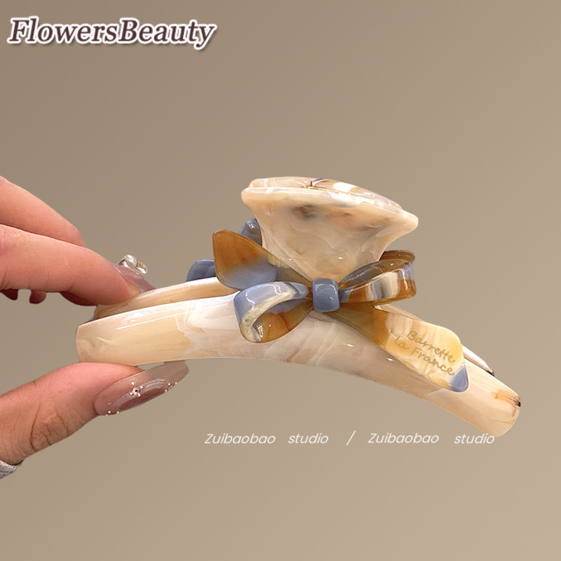 Gentle Acetate Bow Claw Clip for Women, Premium Sweet Bun Hair Clip, Travel Hair Accessory