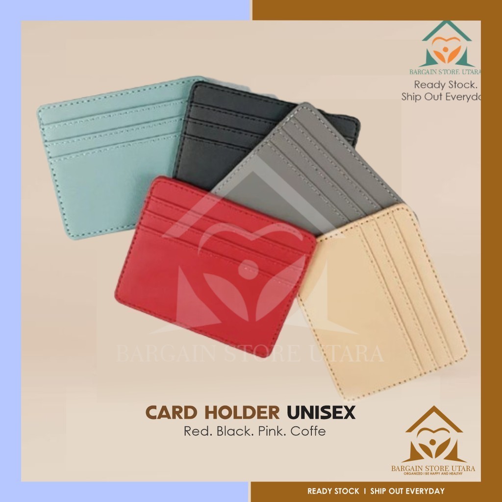 BSU Card Holder Slim Unisex Wallet Organizer Anti RFID Small PU Leather Business ID Holder Dompet Lelaki Kecil Nipis