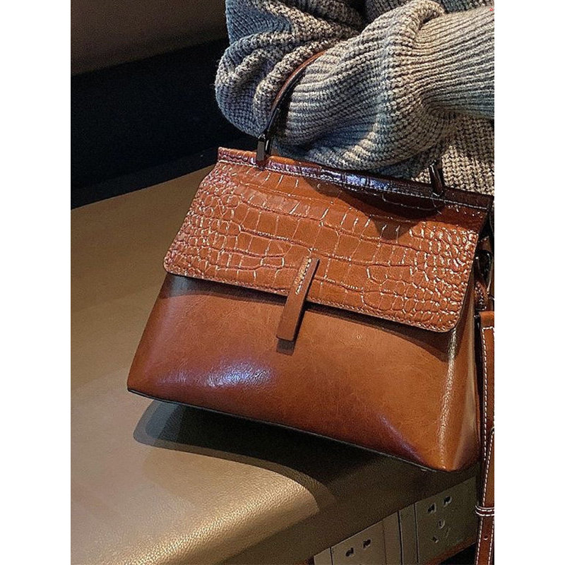 Brand Cowhide Bag Women 2026 Spring New Style Fashion Large-Capacity Handbag Genuine Leather All-Match One-Shoulder Diagonal Bag
