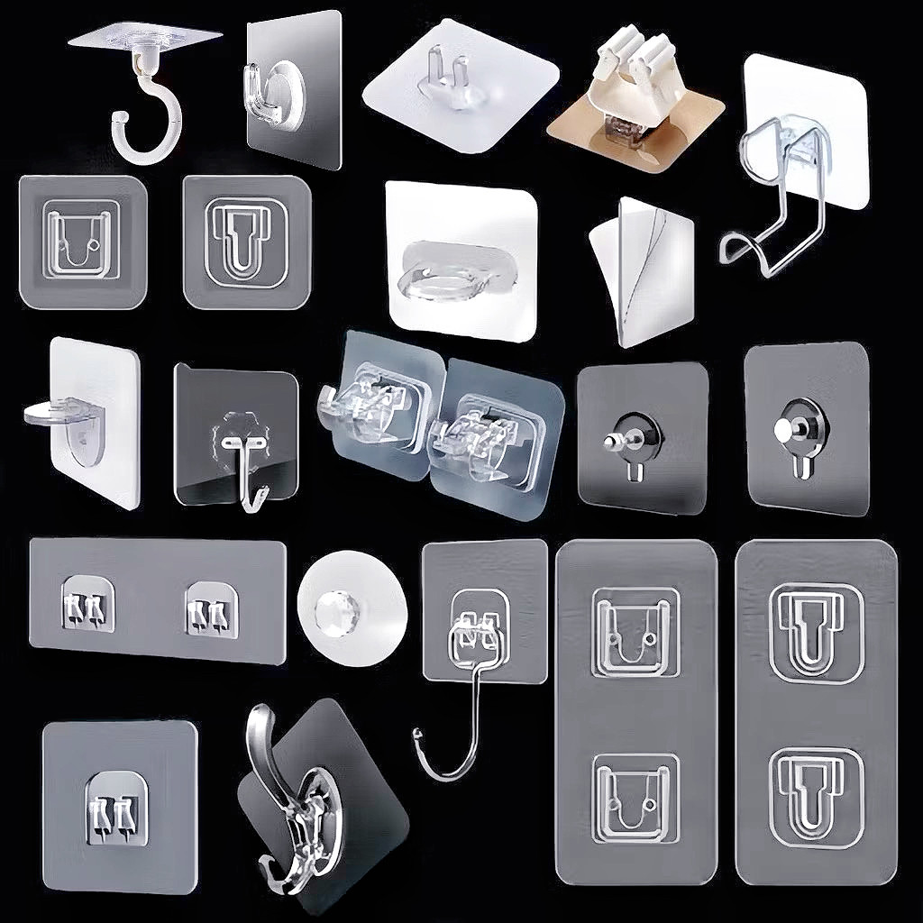 Multiple Styles Strong No Trace Nail Free Hook Storage Accessories Double-Sided Tape Cangkuk Simpanan Pita dua sisi 收纳挂钩