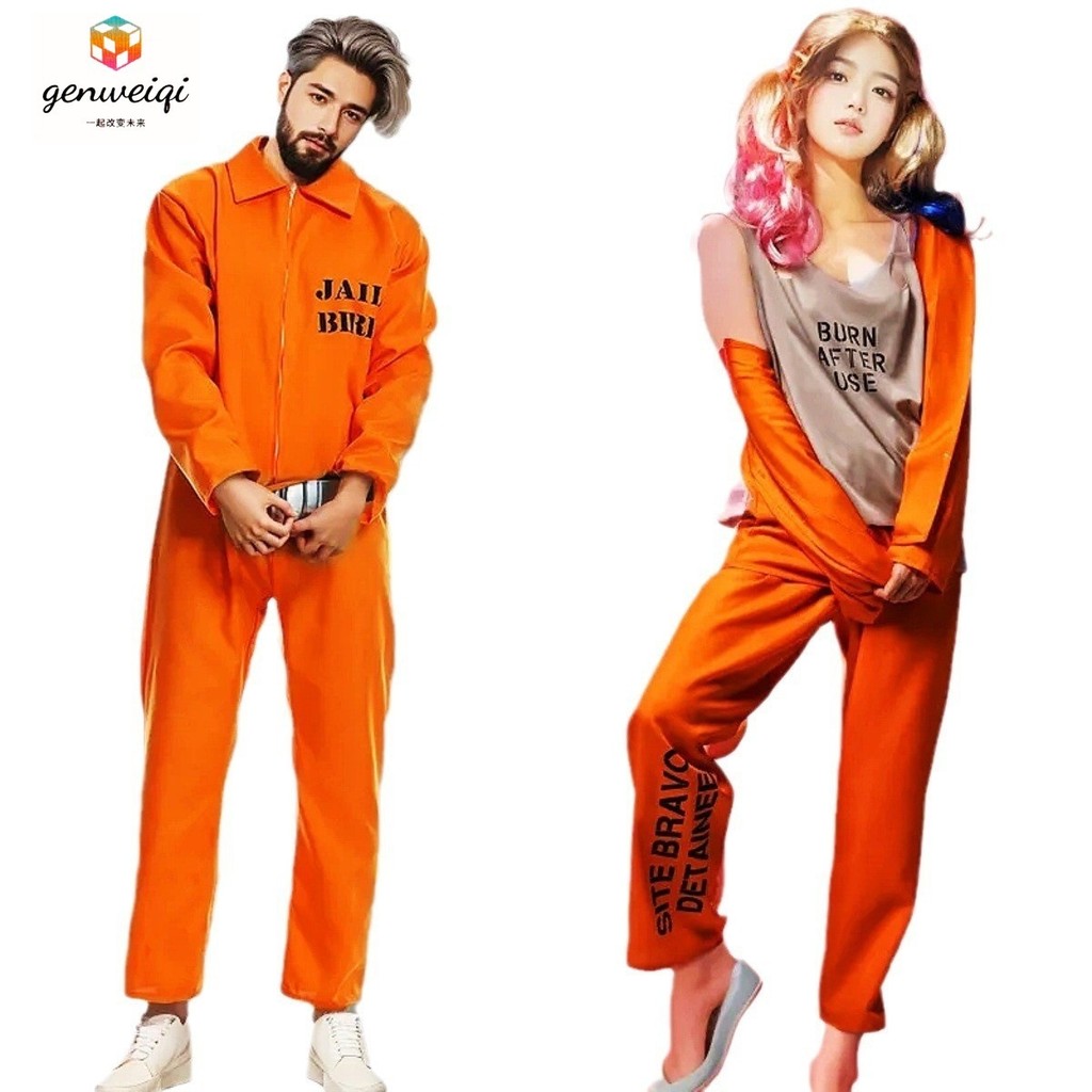Holy Festival Prisoner Uniform Costume Prison Uniform Prisoner Orange Jumpsuit Prisoner Uniform Lining Soft Skin-Friendly Breathable