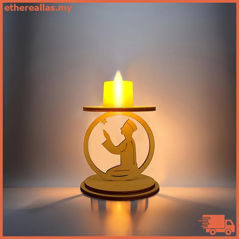 ES Wooden Candlestis For Ramadan Decorations Eid Al-Fitr Candlestis Table Decorations Islamic Party Supplies MY