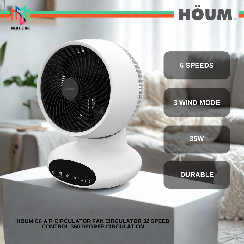 Houm C6 / C8 Air Circulator Fan Table Fan Circulator Strong Powerful Wind C6 / C8 Kipas Meja