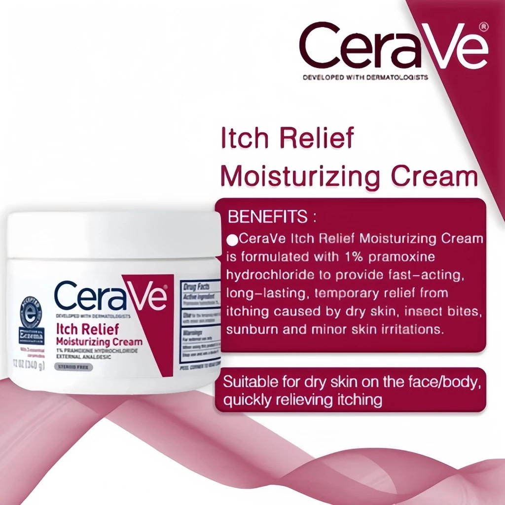 CeraVe Itch Relief Moisturizing Cream with 1% Pramoxine HCl | For Dry & Itchy Skin | 340g Fragrance-Free