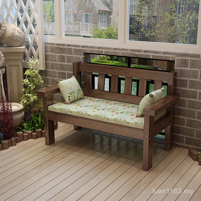 Sofa Double g Old Triple Loose Leisure Back Chair Chair Solid Wood Living Room Brown Retro Bench Make Balcony CILX