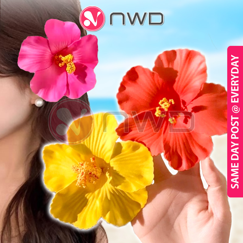 《 》 Hibiscus Flower Hairpin Clips Side Bangs Women Hair Accessories Klip Rambut 花朵发夹 NWD