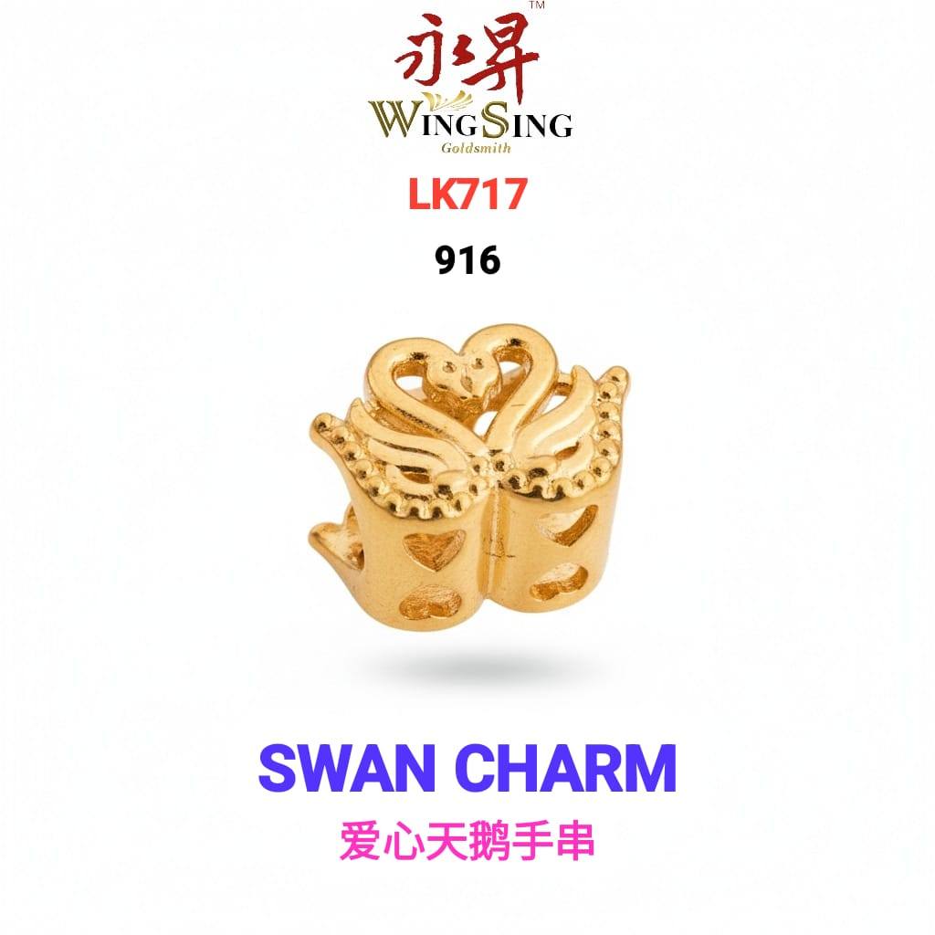 Wing Sing 916 Loket Love Swan Beads 5G Emas 916 916 Love Swan Beads 916 Pendant