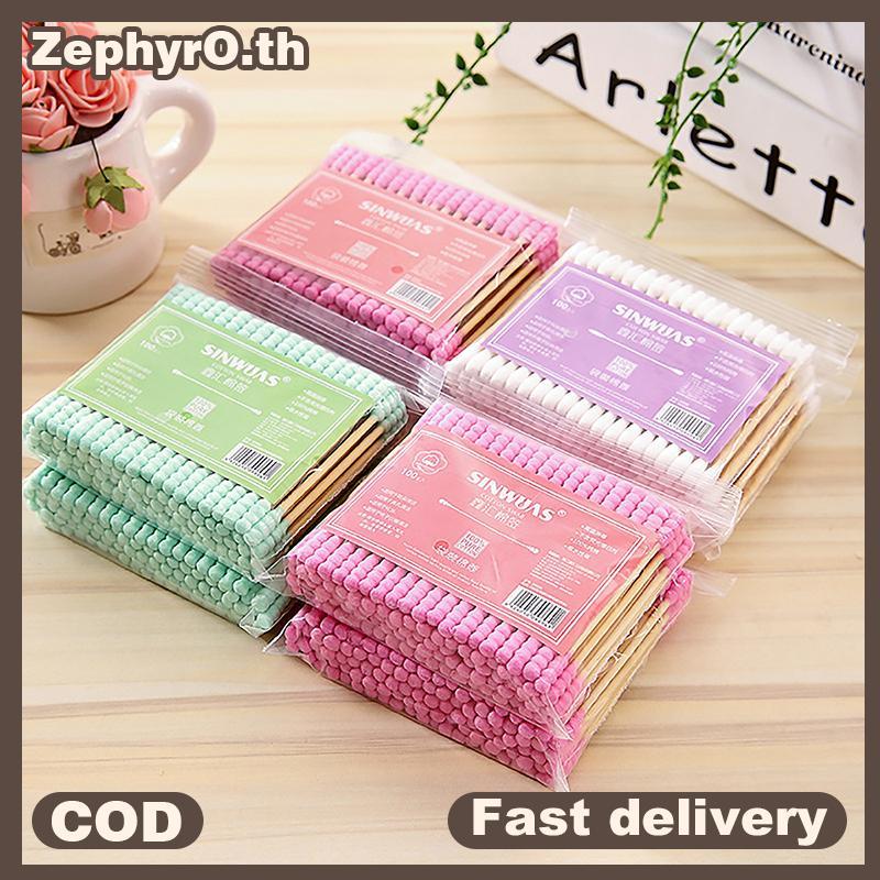 null 100pcs Pa Double Head Cotton Swab Women Makeup Cotton Buds Tip For Medical Wood Stis Nose Ears Cleaning Health Care Tools null