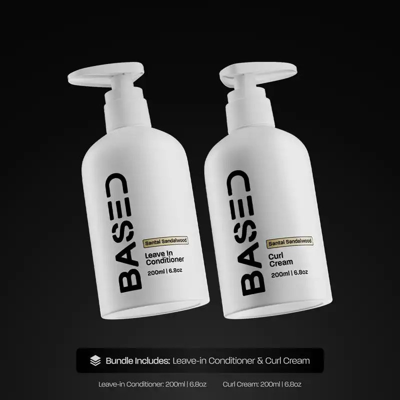 BASED Curly Duo: Premium Non-Toxic Curl Cream & Leave-In Conditioner Bundle - Defines Curls, Controls Frizz, Medium Hold with Agave & Silk Protein, Instant Hydration & Nourishment,