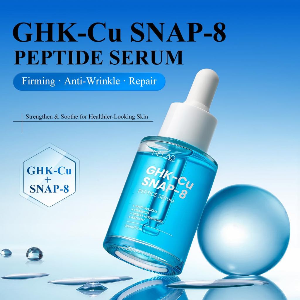 GHK-Cu SNAP-8 Peptide Serum 30ml Anti Wrinkle Firming Face Serum Boosts Skin Elasticity Reduces Fine Lines Hydrating Brightening Treatment