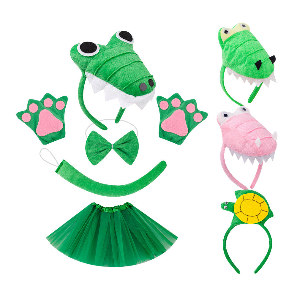 Children Dinosaur Headband Stage Drama Performance Headwear Animal Shape Crocodile Performance Headband Big Turtle Headband