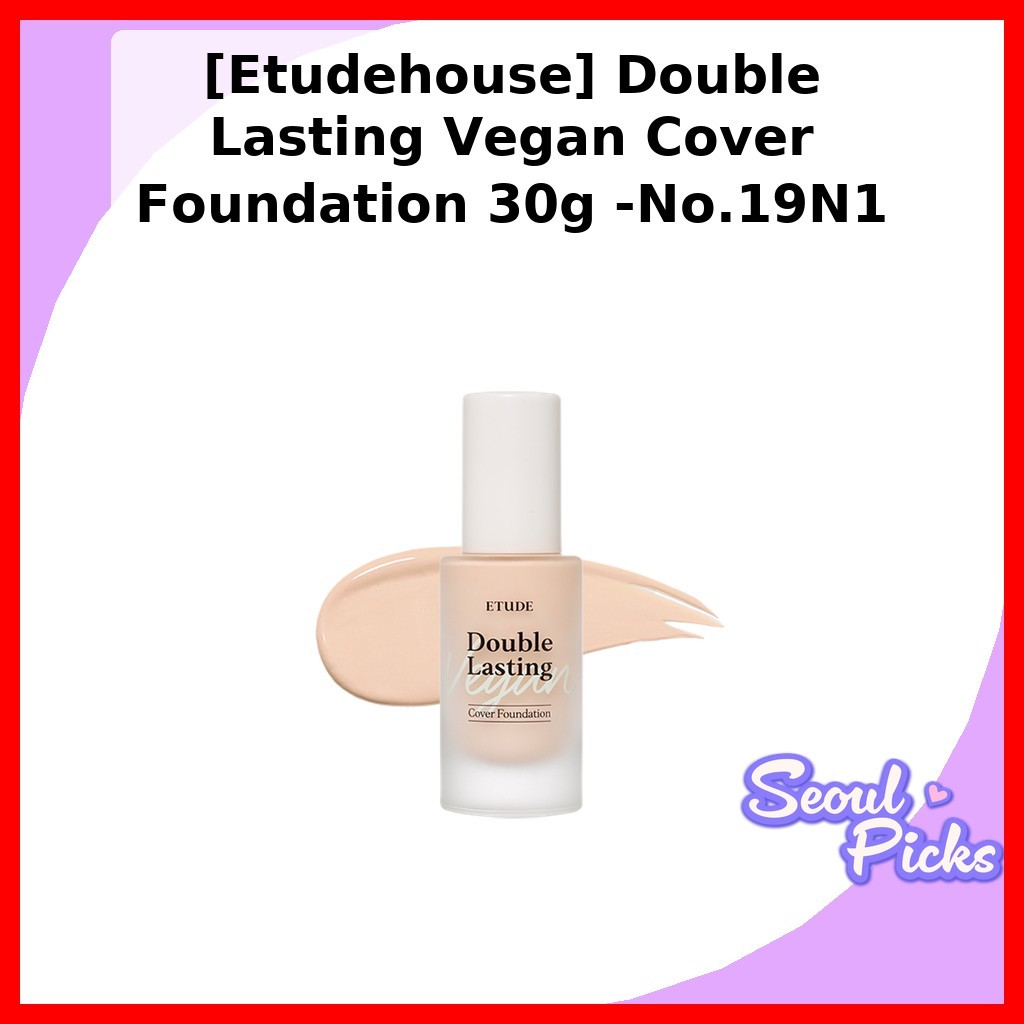 [Etudehouse] Double Lasting Vegan Cover Foundation 30g -No.19N1 Light Beige / Korean Foundation by seoul picks