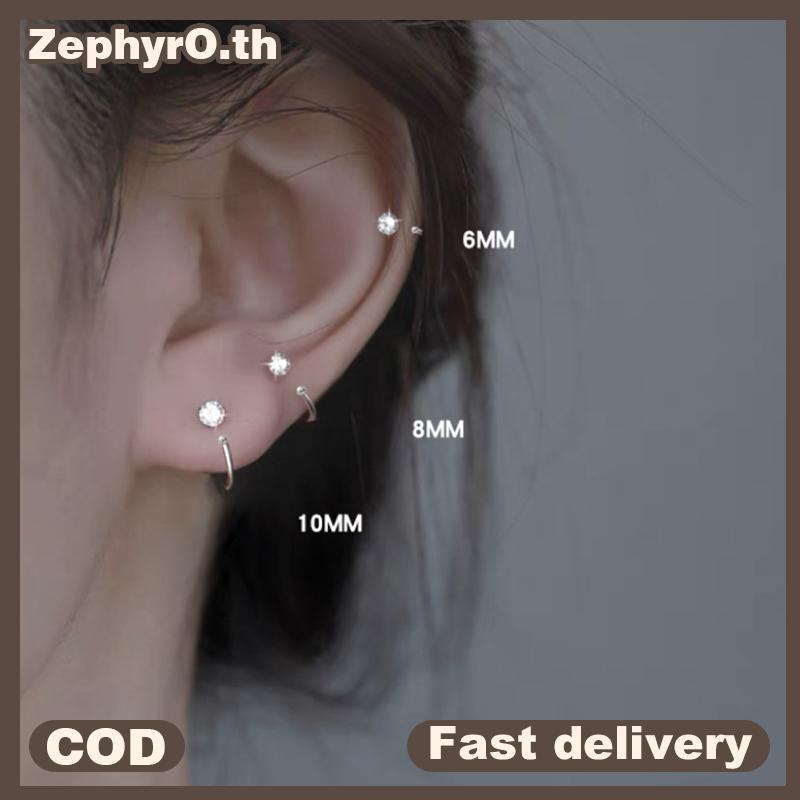null 1pc Stainless Steel CZ Piercing Earring Studs Ear Bone Cartilage Helix Tragus Daith Conch Rook Hoop Earring Women Body Jewelry null