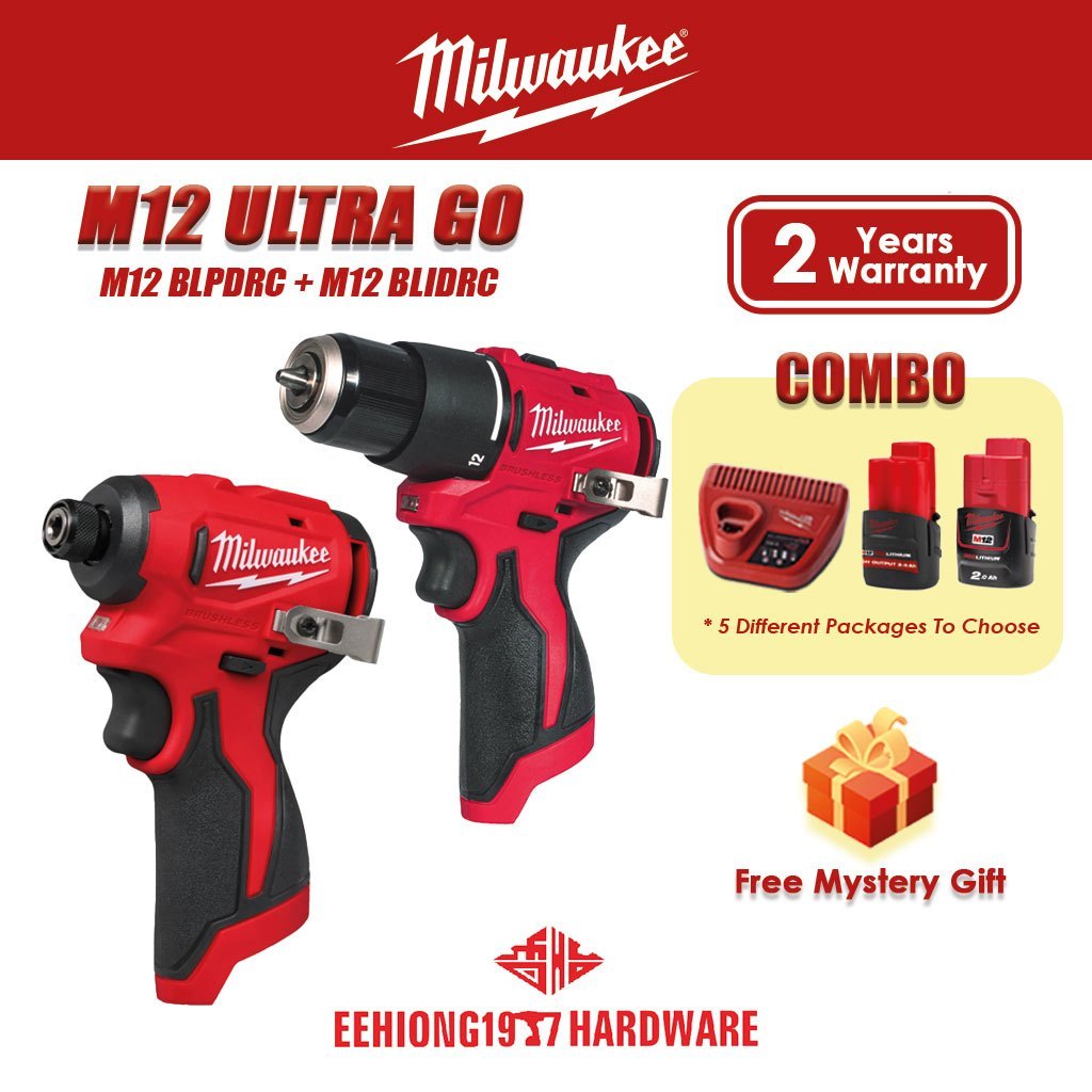 MILWAUKEE M12 Ultra Go M12 BLPDRC Percussion Drill M12 BLIDRC Impact Driver Milwaukee Combo M12 Combo
