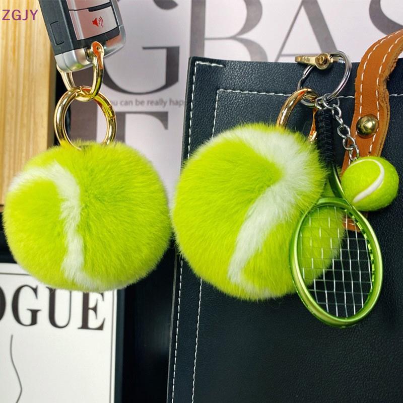 TEROKK Cute Tennis Plush Tennis Car Keychain Pendant Ins Plush Ball School Bag Hanging Ornaments For GirlS Gift NEW