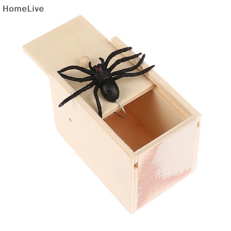 Funny Wooden Scare Box: Prank Spider Toy for Home & Office
