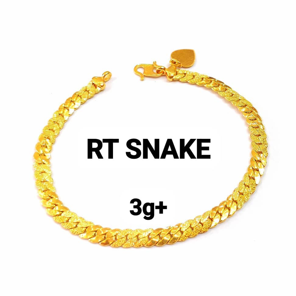 Wing Sing Rantai Tangan Kulit Ular Itali Tulen Fesyen Bajet Emas / 蛇皮手链 / 916 Gold Snake Skin Bracelet