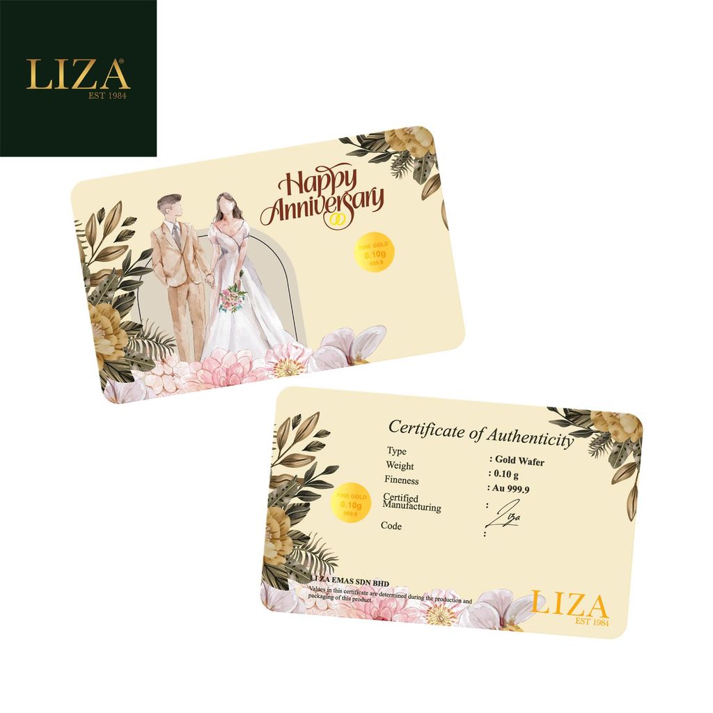 LIZA 0.10g 999.9 Gold Bar (Happy Anniversary)