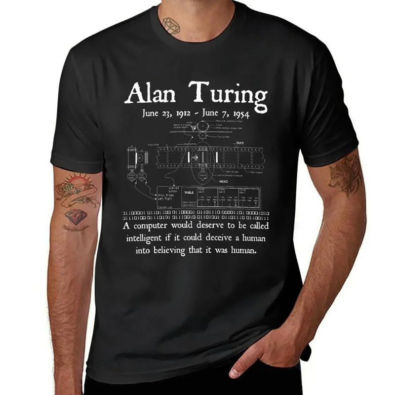 Alan Turing Computers Kecerdasan Buatan Matematik Petikan Reka Bentuk Matematik Vintaj pada T-Shirt Latar Belakang Hitam