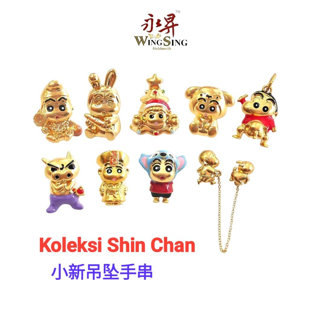 Wing Sing Limited Shin-Chan Emas 916 Beads /  916 Gold Pendant Charms 916限量小新吊坠手串