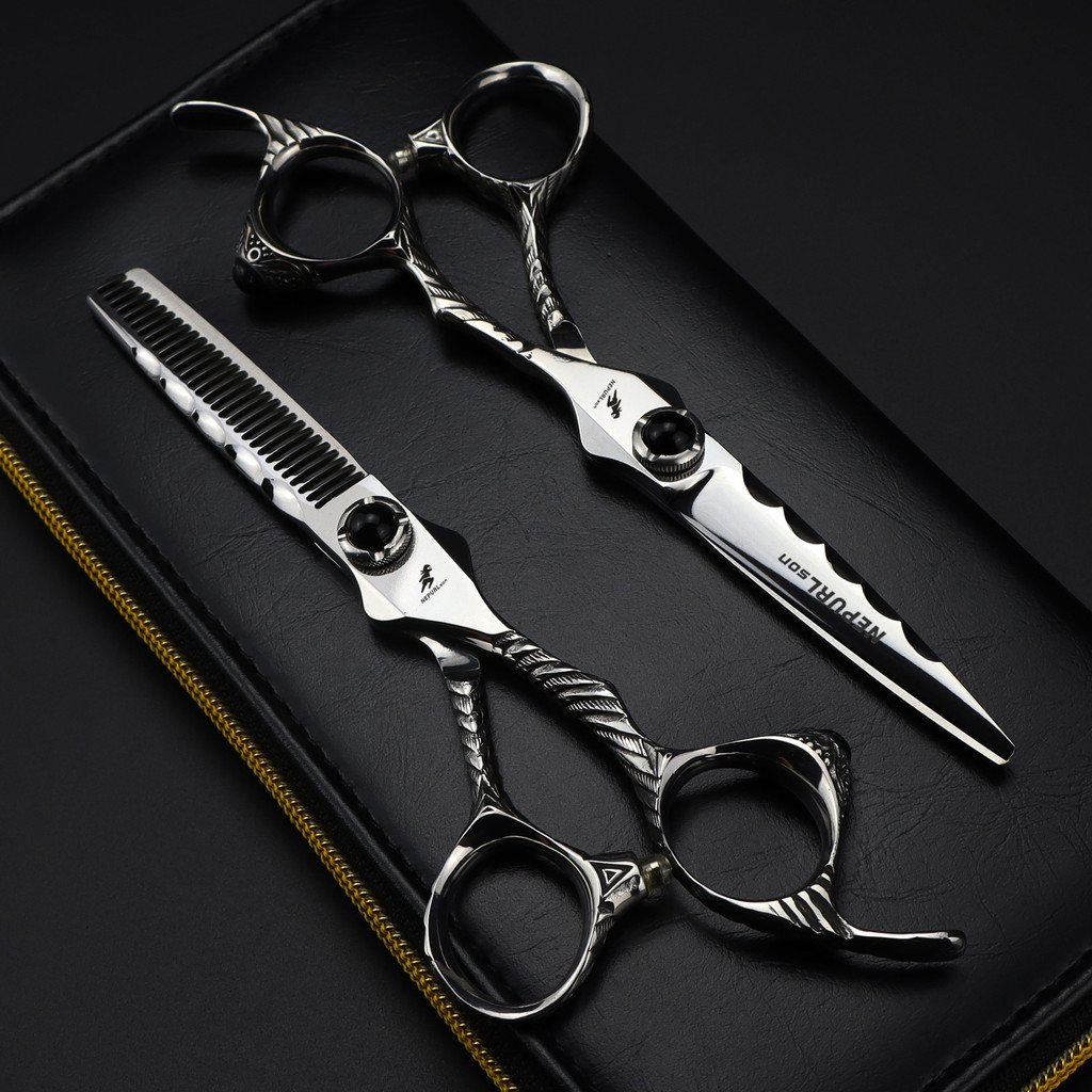 Professional Hair Salon Scissors 6.0inch 440C Hair Cutting Scissors Hairdressing Scissors Straight Scissors Thinning Scissors Flat Scissors