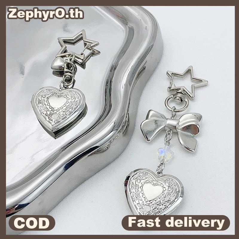 null Exquisite Heart Bow Beaded Keychain Fashionable Heart Photo Frame Keychain Creative Bapa Decoration Accessories Gifts null