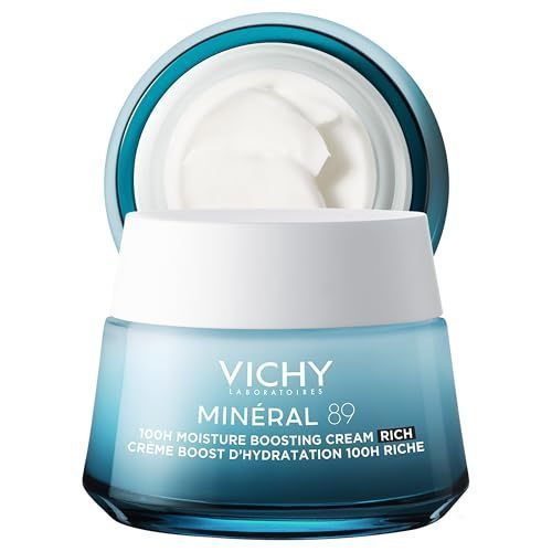 VICHY Mineral 89 Rich Cream, 100H Moisture Boosting Cream, Hydrating Face Moisturizer with Hyaluronic Acid, Niacinamide and Lipids, Daily Face Moisturizeer with Rich Texture for Dr