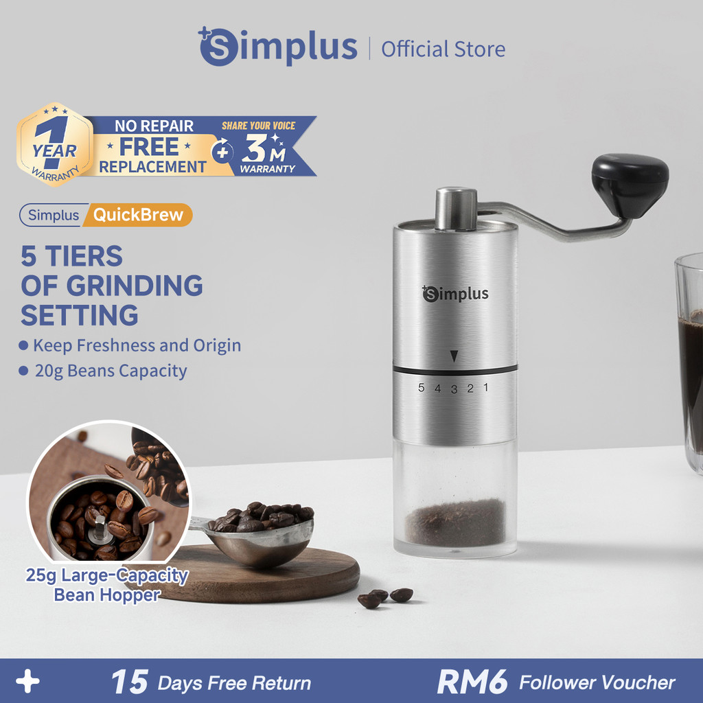 Simplus Manual Coffee Bean Grinder | 5 levels External Coarseness Adjustment| Ceramic Grinding Core Pengisar Kacang Kopi