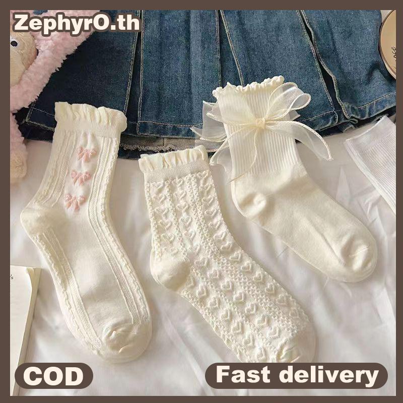 null 1 Pair Lolita Sos Bow Middle Tube Preppy Style Princess Sos JK Streetwear null