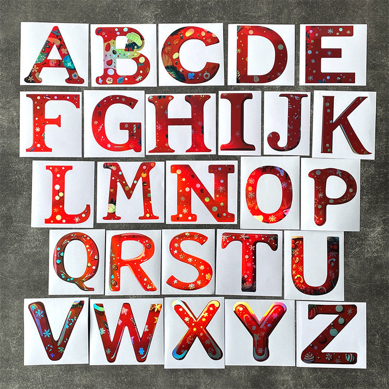 Cute Cartoon Christmas English Letters Unique Motorcycle Helmet Stickers Car Window Body Glass Decoration Stickers