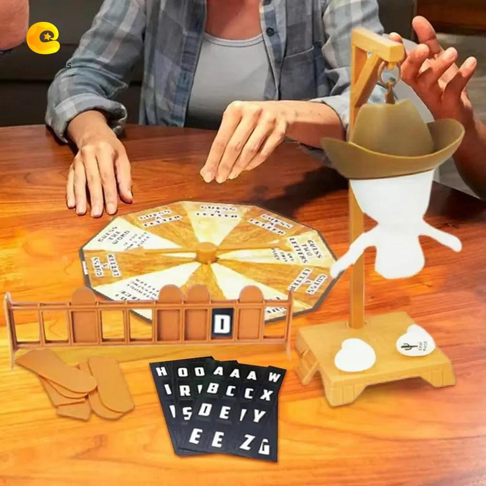 CREAMCANVAS​ Magnetic Hangman Board Games, Multiplayer Develop Intelligence Hangman Mystery Word Game, Educational Toy With Doll Interactive Hanged Game Table Party