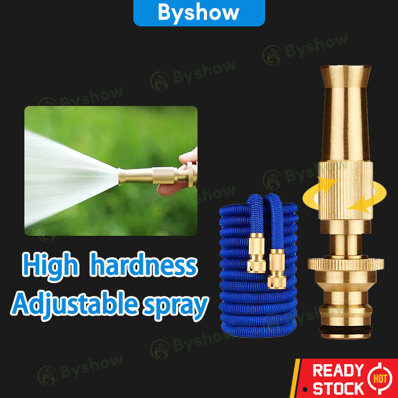 Adjustable Hose Nozzle High Pressure Brass Garden expandable magic water Hose Water Spray sprayer Full Copper Material Nozzle Head Set Pipe Connector Kepala Paip Water Jet Car Wash