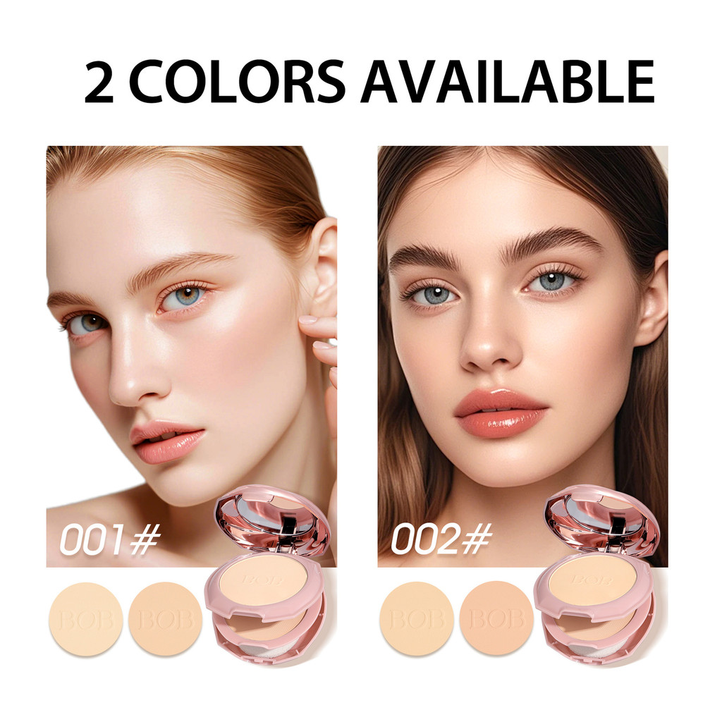 Bob Pressed Powder Long-Lasting No Makeup Concealer Oil Control Matte Brightening Double-Layer Setting Powder