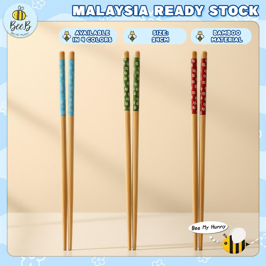 Penyepit Buluh Kids Colorful Chopstick Japenese Style Sakura Bamboo Chopstick Kids Reusable Chopstick Tableware Set BTP