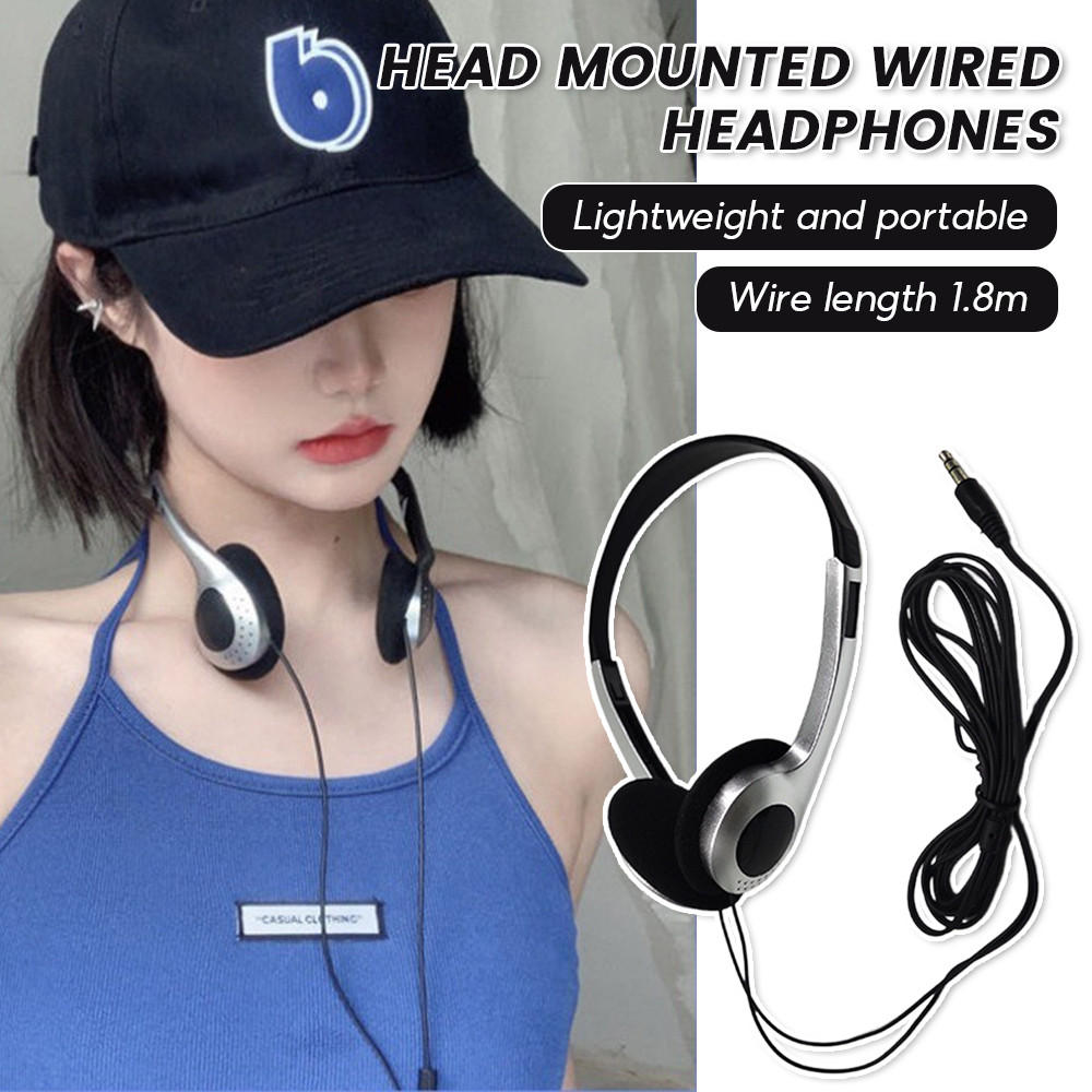 Retro Classic Wired Headphone Over Ear Earbud 3.5mm Noise Reduction Students Earphones Millennium Wind Vintage